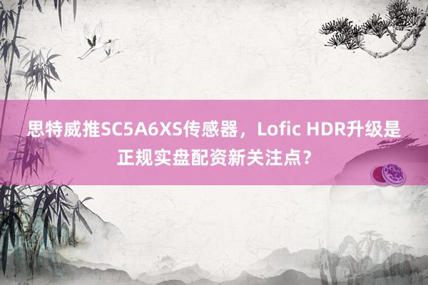 思特威推SC5A6XS传感器，Lofic HDR升级是正规实盘配资新关注点？
