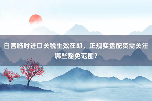 白宫临时进口关税生效在即,正规实盘配资需关注哪些豁免范围?