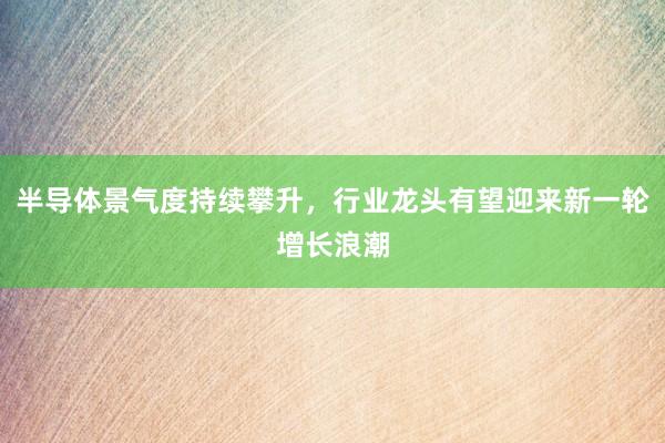 半导体景气度持续攀升，行业龙头有望迎来新一轮增长浪潮