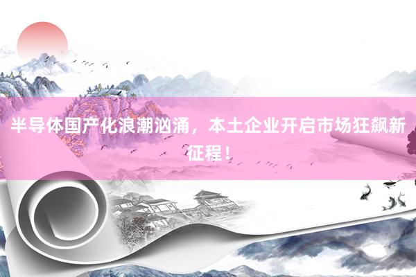 半导体国产化浪潮汹涌，本土企业开启市场狂飙新征程！