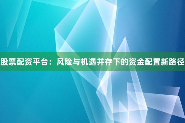 股票配资平台：风险与机遇并存下的资金配置新路径