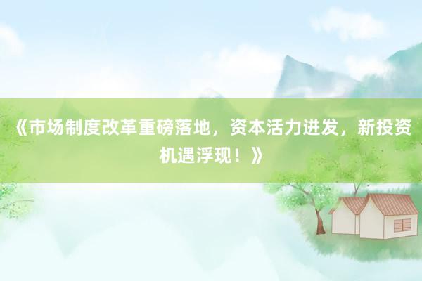 《市场制度改革重磅落地,资本活力迸发,新投资机遇浮现!》