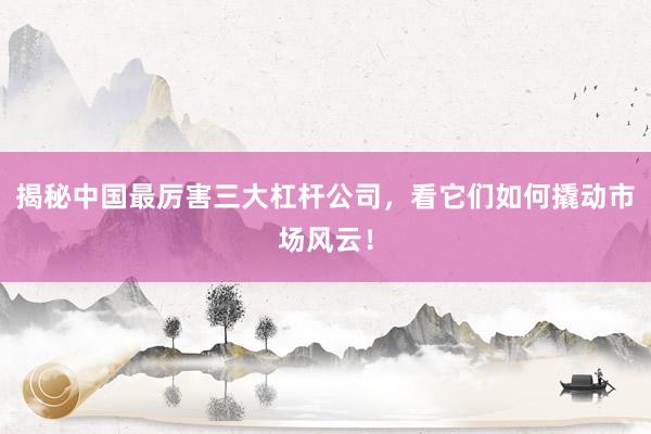 揭秘中国最厉害三大杠杆公司，看它们如何撬动市场风云！