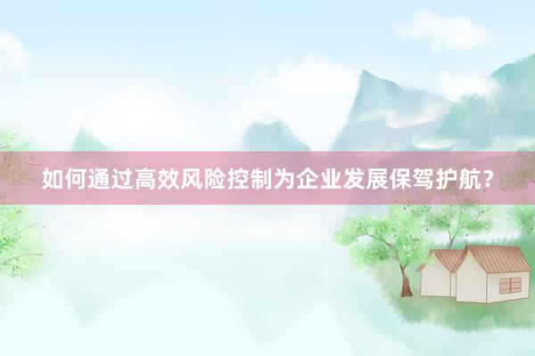 如何通过高效风险控制为企业发展保驾护航?