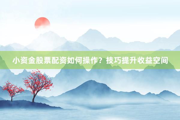 小资金股票配资如何操作？技巧提升收益空间