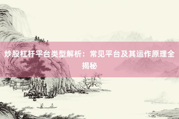 炒股杠杆平台类型解析：常见平台及其运作原理全揭秘