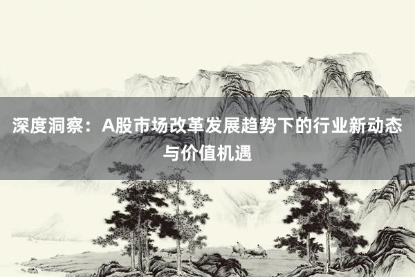 深度洞察:A股市场改革发展趋势下的行业新动态与价值机遇