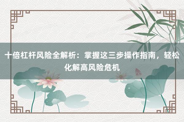十倍杠杆风险全解析：掌握这三步操作指南，轻松化解高风险危机